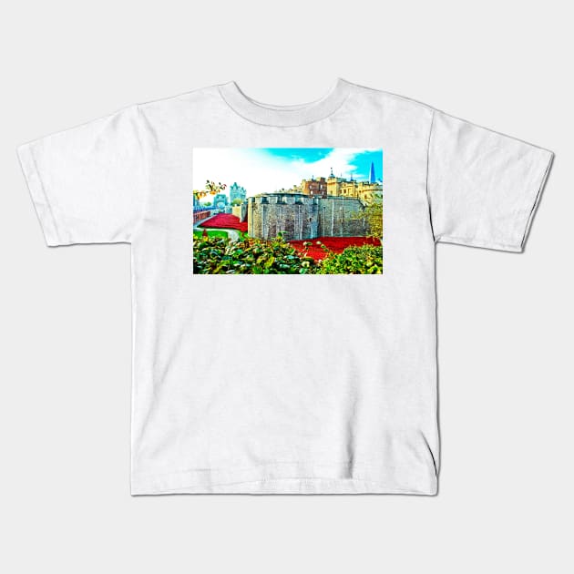 Tower of London Red Poppies UK Kids T-Shirt by AndyEvansPhotos